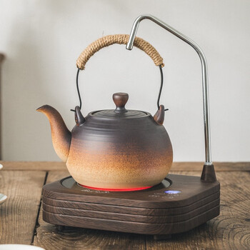 唯古煮茶壶陶瓷烧水壶单壶复古大号提梁电热粗陶养生陶壶户外明火白茶