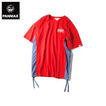 PANMAX加肥加大码撞色oversize情侣装半袖t胖子男装潮牌短袖T恤新款 橙色 XL