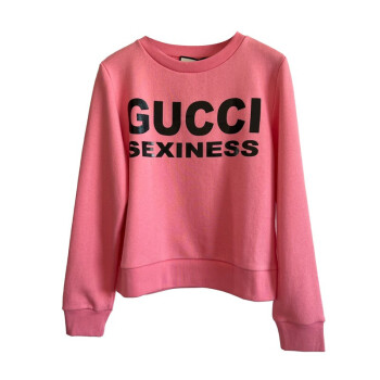 【精品】gucci古驰粉色绿色织物女士卫衣 粉色 xs