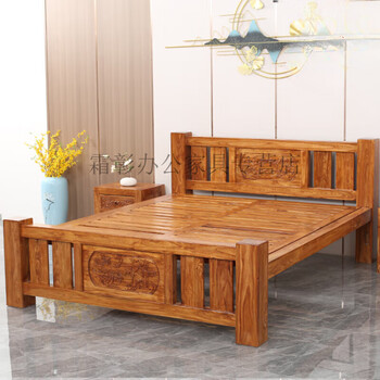 沛爵老榆木床全实木纯实木床榫卯结构实木床实木床老榆木原木现代款式