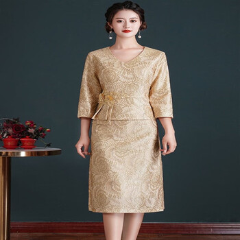 西梵娜(xifanna)婚礼女方妈妈装夏季高档礼服年轻丈母娘晚礼服改良