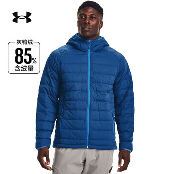 安德玛underarmourua冬季男士连帽保暖休闲跑步训练运动短款羽绒服