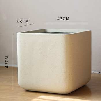 镁泥方形花盆粉色大号花盆仿水泥高款植物花器落地摆放北欧风格现代