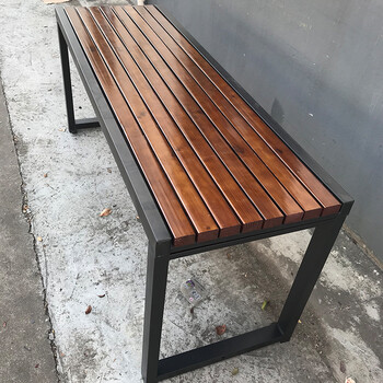 铭督 小区防腐木桌子铁艺户外长椅公园桌椅组合庭院烧烤室外休闲餐桌