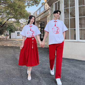 淼森旺高中生班服情侣装夏季新款表演服复古学院中国风初汉服毕业照