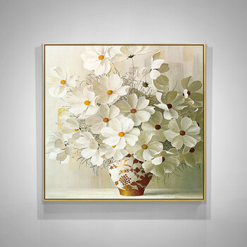 轻奢高端现代简约北欧手绘油画玄关装饰画美式客厅餐厅挂画花卉卧室