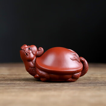 茶宠龙龟宜兴精品原矿紫砂朱泥龙龟手工可养茶宠摆件茶玩龙龟