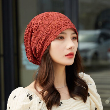 doghc金飒针织帽大头春夏薄款镂空棉线手工女钩花帽子编织毛线帽包头
