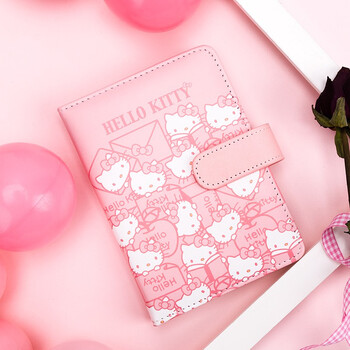 凯蒂猫a6皮面本笔记本手帐记事本少女清记本 a6皮面本-粉色多头