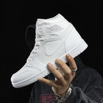 耐克(nike)aj1男鞋幫菸灰ow聯名女鞋官網正aj鞋男蒲扣碎籃板 喬1幫白