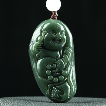 润艺和田玉佛公手把件男女款玉石青玉弥勒佛把件笑佛手玩件