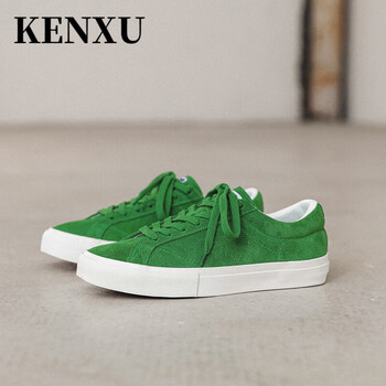 肯叙(kenxu)森林绿帆布鞋子男2022秋冬新款情侣运动滑板鞋低帮透气