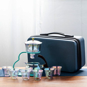 炫彩玻璃懒人自动茶具便携包旅行户外车载功夫泡茶神器送礼炫彩泡茶组