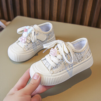 nqsq女童鞋子帆布鞋夏季2023新款低帮儿童运动板鞋中大童透气女孩布鞋