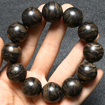 欧兰妮 马尼拉菩萨棋楠沉香奇楠沉水虎斑纹高油老料20mm佛珠手串手链