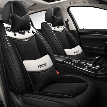 雪铁龙c6冬季毛绒座套加厚保暖仿羊绒卡通汽车坐垫全包围五座专用座椅