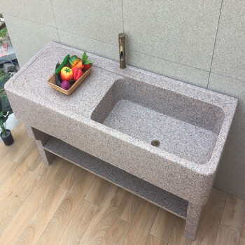 栗好嘉石头洗衣池一体式别墅室外大理石水槽庭院洗手盆户外花岗岩带搓