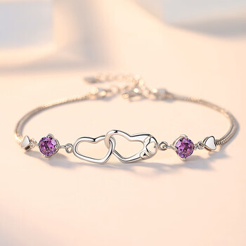 ncxzh双心扣手链银感气质小众设计新款手生日礼物送女朋友双心手链