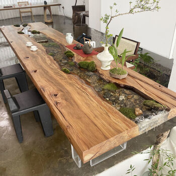 喜木茶事流水茶桌景观一体养鱼循环茶台实木泡茶桌新中式功夫茶几