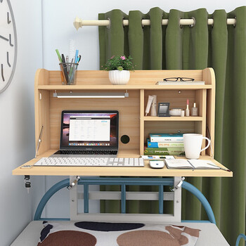 兰亭氿肆床上电脑桌大学生宿舍懒人桌寝室铺升降悬空可折叠书桌子浅