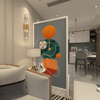 纯屋 北欧简约几何图形隔断屏风遮挡进门入户家用小户型白色不透座屏