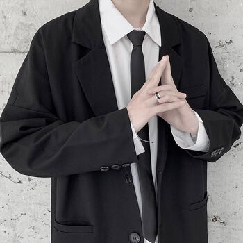 黑西装 白衬衫 领带 三件套 3xl