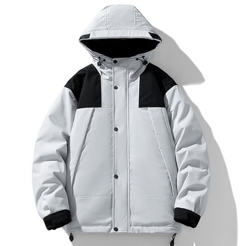 户外羽绒服男女同款露营羽绒防风防水外套男白鸭绒御寒登山服 浅灰色