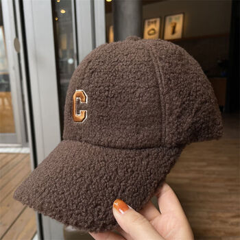twap帽子冬天毛茸茸冬季帽子女鸭舌帽洋气时尚新款可爱封口棒球帽秋冬