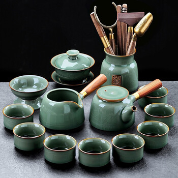 苏蔻哥窑陶瓷茶具茶杯组合套装家用茶杯陶瓷高档茶壶办公室中式轻奢
