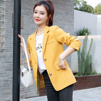 黄色>春秋季上档次职业女装甜美漂亮衣服通勤美女 l 建议90-100斤>小