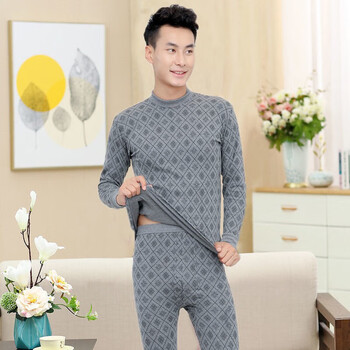 略辰老年人秋衣秋裤男纯棉质衬衣衬裤中老年线衣线裤加肥加大码青男款