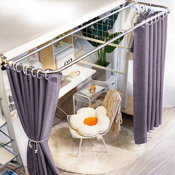 学生下铺加厚上床下桌强遮光寝室遮挡窗帘 紫灰色-流星麻 长:190cm(桌