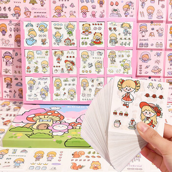 1000张贴纸不重复防水手账贴纸儿童女孩标签贴画透明手帐 小泡芙240张