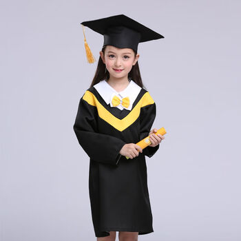小学生毕业照学士服舞蹈服演出服装男女 黄领套装/送帽子 毕业证书