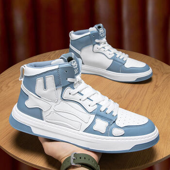 板鞋男空军一号amiri骨头鞋高帮鞋2022秋季新款休闲运动鞋 白蓝 39