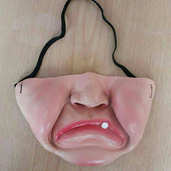 qiced新品搞笑口罩男万圣节半脸面具抖音搞笑面具乳胶搞怪软面具舞会