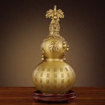 明恩铜葫芦纯铜摆件小号大号玄关开口开盖空心家居百福客厅装饰品摆设
