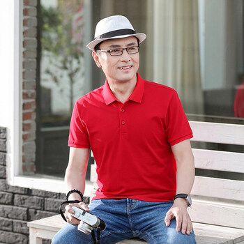 虎年本命年男士衣服六十岁穿短袖夏季t恤中老年人爸爸棉大红色polo衫