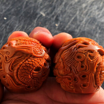 宾昔橄榄核雕刻龙手球一对大龙头外国大橄榄核手把玩手把件盘玩图片色