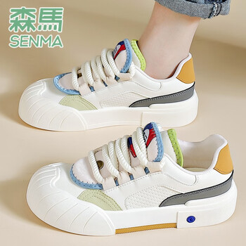 森马女鞋2024新款厚底面包鞋可爱丑萌大头鞋休闲运动鞋平底透气小白鞋