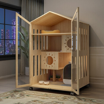 宠趣汇猫别墅实木猫笼子大号家用猫咪笼子猫别墅室内猫柜宠物大型猫舍