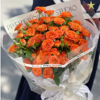 羽帛11枝果汁多头泡泡玫瑰花束