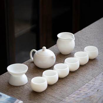 兮元记素烧西施壶茶具套装家用高档陶瓷办公室会客茶壶茶杯功夫泡茶小