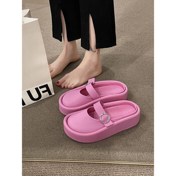 毕航倍荷大头丑萌包头半拖鞋女2023年夏季新款懒人无后跟凉鞋厚底防滑