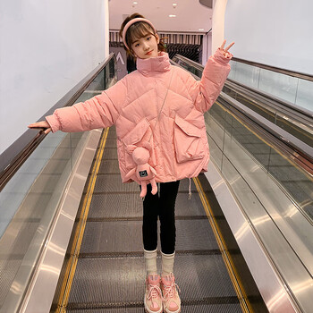 诗奈兮女童棉服2022新款儿童羽绒棉衣大童冬装加厚外套女孩洋气冬款