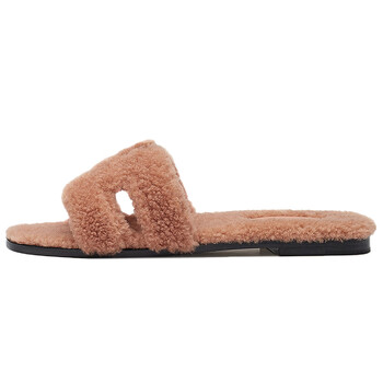 爱马仕hermesoran舒适百搭时尚凉拖女款棕色5355