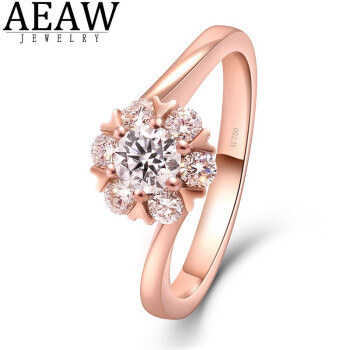AEAW Jewelry18K玫瑰金镶嵌人工培育钻石戒指 D色VVS净度实验室人造钻石 主钻30分/D色/VVS1/3EX/N