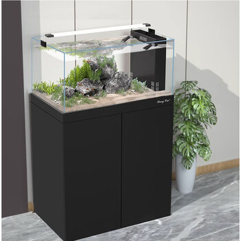 liangcai亮彩溪流鱼缸超白玻璃侧溢流底滤水族箱长150*宽50*高40柜高