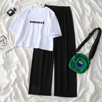 809短款白色 纯黑阔腿裤>大孩子校园风女童套装 120>宽松中童小女生