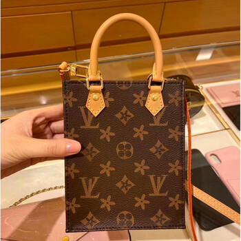 kuqidaishu酷奇香港轻奢名牌2023新款真皮迷你托特包女老花琴谱包风琴